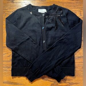Camilla Girls Black Cardigan with Sequin Bow Detail